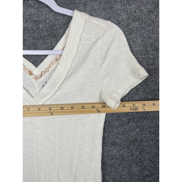 PILCRO T-Shirt Women's Small V-Neck Ivory Short sleeve - Picture 7 of 11